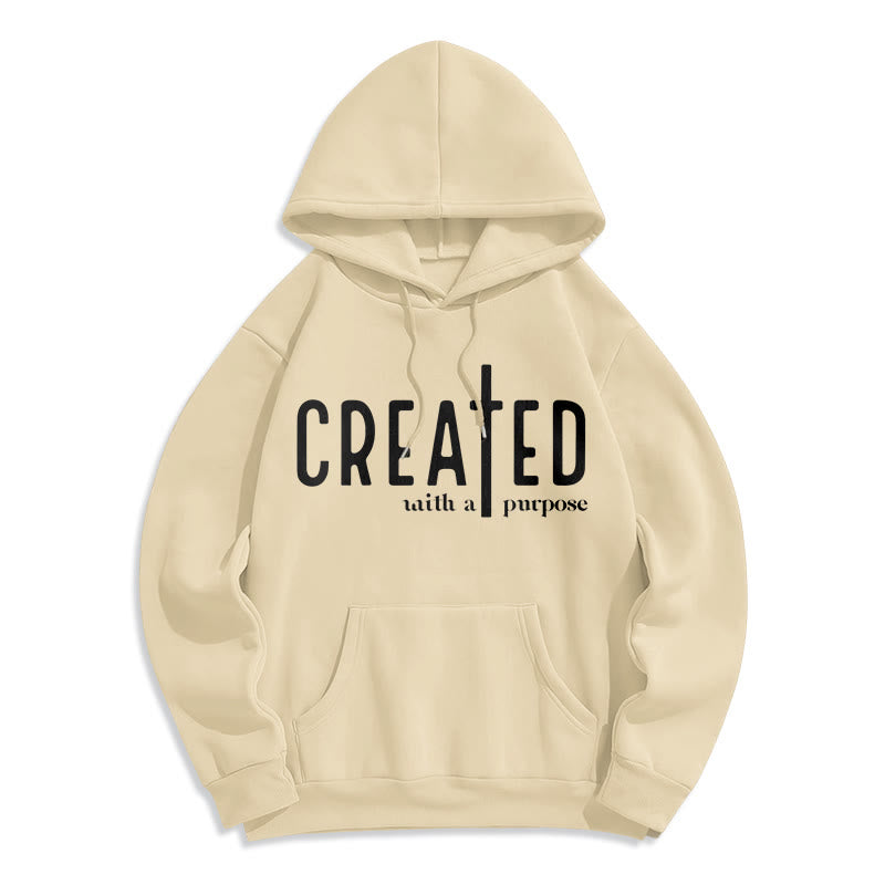 Felpa con cappuccio in poliestere foderata in pile "Created With a Purpose" Christianartworkshop - Beige - 2XL - image 3