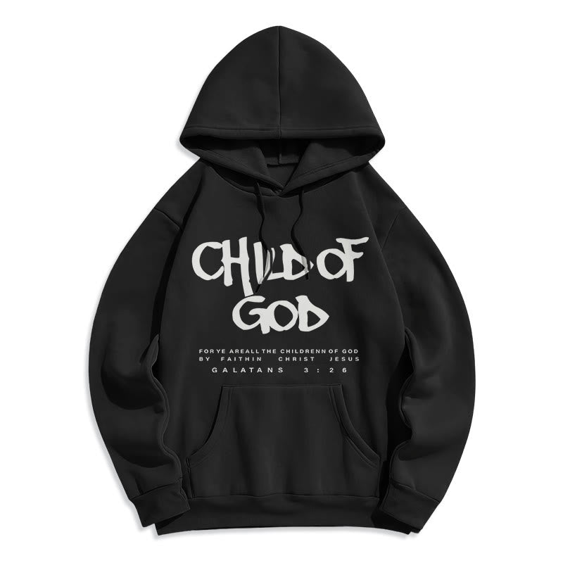 Christianartworkshop Bambino di Dio Galati 3:26 Fede Felpa con cappuccio in poliestere foderata in pile - Nero - 2XL - image 1