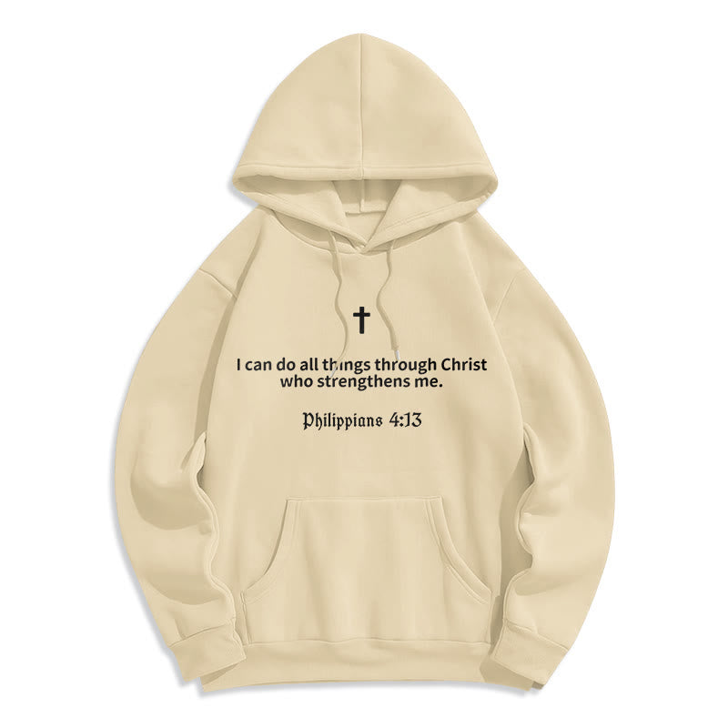 Felpa con cappuccio in poliestere foderata in pile con scritta "Filippesi 4:13 Faith" Christianartworkshop - Beige - 2XL - image 6