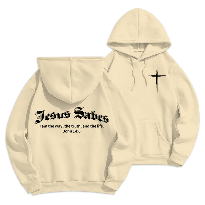 Christianartworkshop Gesù salva Giovanni 14:6 Felpa con cappuccio in poliestere foderata in pile - Beige - 2XL - image 21