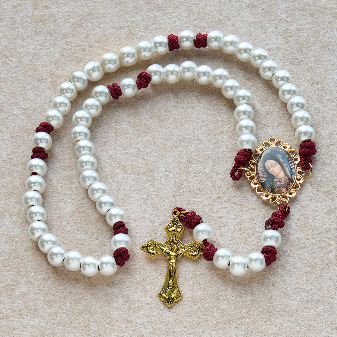 Christianartworkshop Grazioso rosario bianco personalizzato con paracord bordeaux e lettere personalizzate di GESÙ - Nessuna lettera - image 11