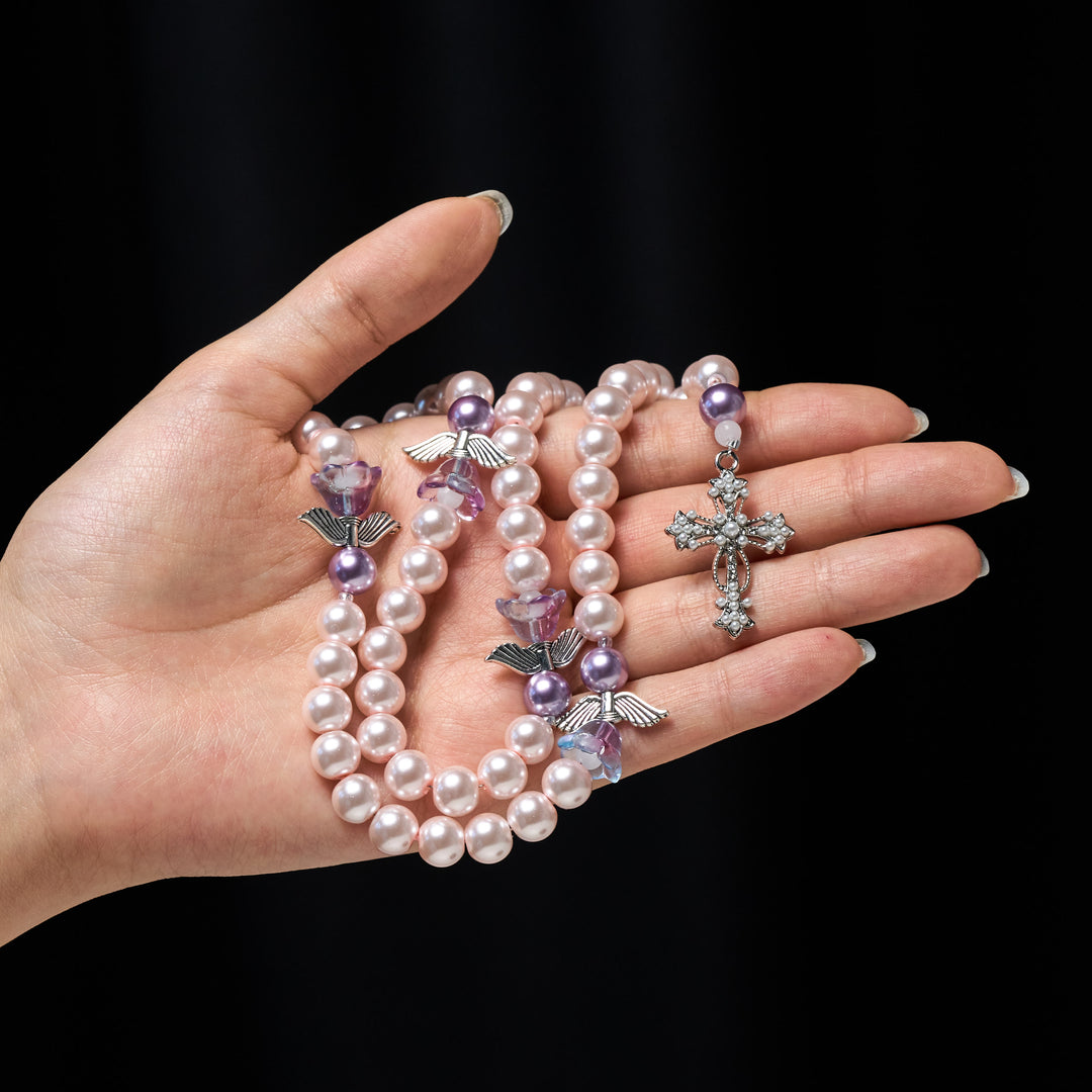 Christianartworkshop Rosario con preghiera dell'angelo custode alla lavanda: protezione di Cristo e grazia divina - image 1