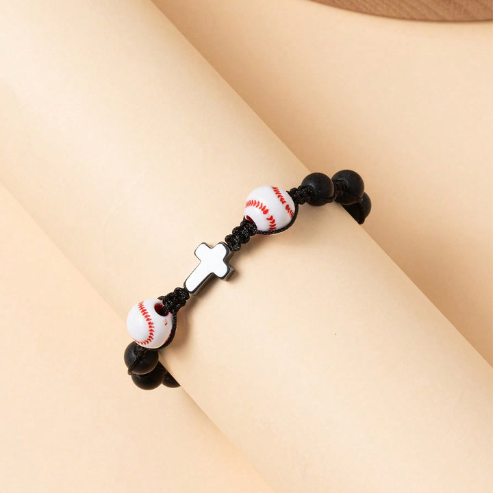 Bracciale con croce e perline sportive Christianartworkshop : tenera devozione per gli amanti dello sport - image 1