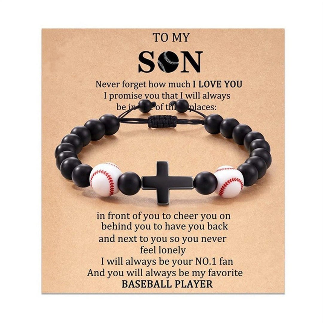 Bracciale con croce e perline sportive Christianartworkshop : tenera devozione per gli amanti dello sport - Baseball A MIO FIGLIO - image 8