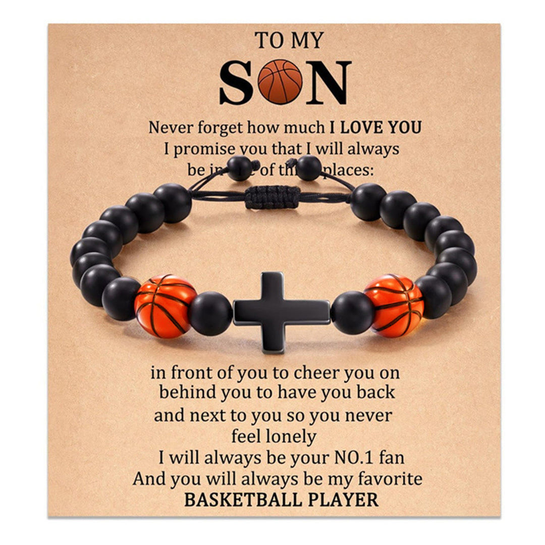 Bracciale con croce e perline sportive Christianartworkshop : tenera devozione per gli amanti dello sport - Pallacanestro A MIO FIGLIO - image 7