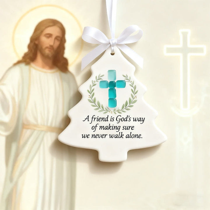 Christianartworkshop Ornamento 2D a forma di albero: croce e messaggio divino per l'esposizione natalizia - image 2