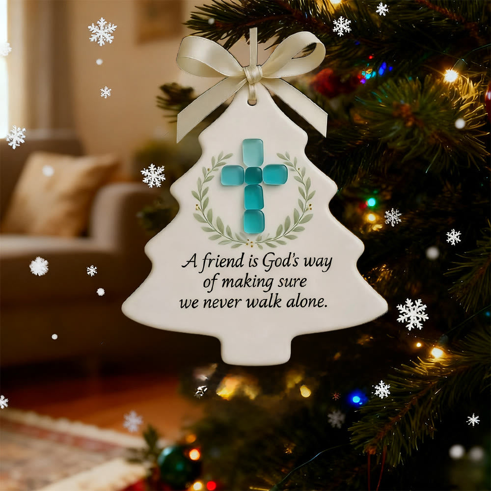 Christianartworkshop Ornamento 2D a forma di albero: croce e messaggio divino per l'esposizione natalizia - image 4