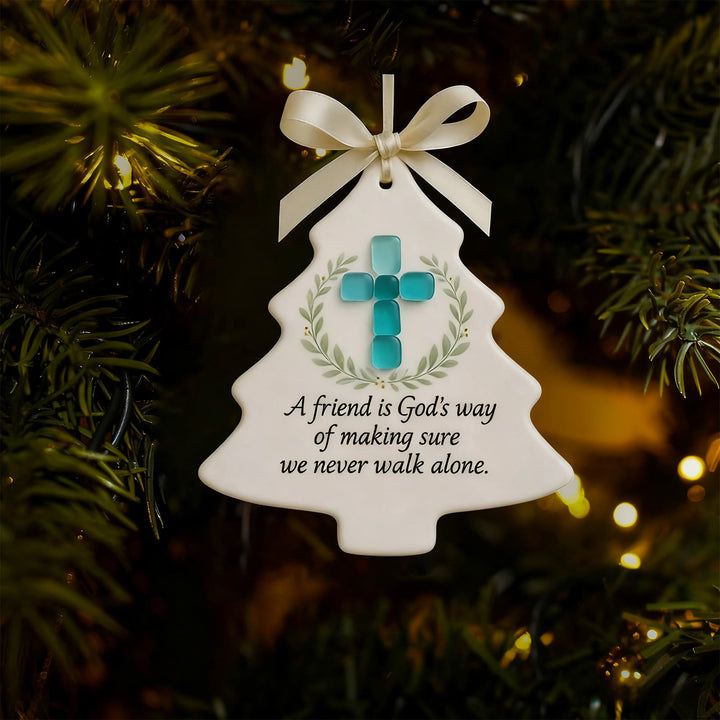 Christianartworkshop Ornamento 2D a forma di albero: croce e messaggio divino per l'esposizione natalizia - Albero di Natale - image 0