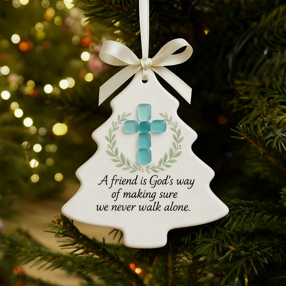 Christianartworkshop Ornamento 2D a forma di albero: croce e messaggio divino per l'esposizione natalizia - image 3