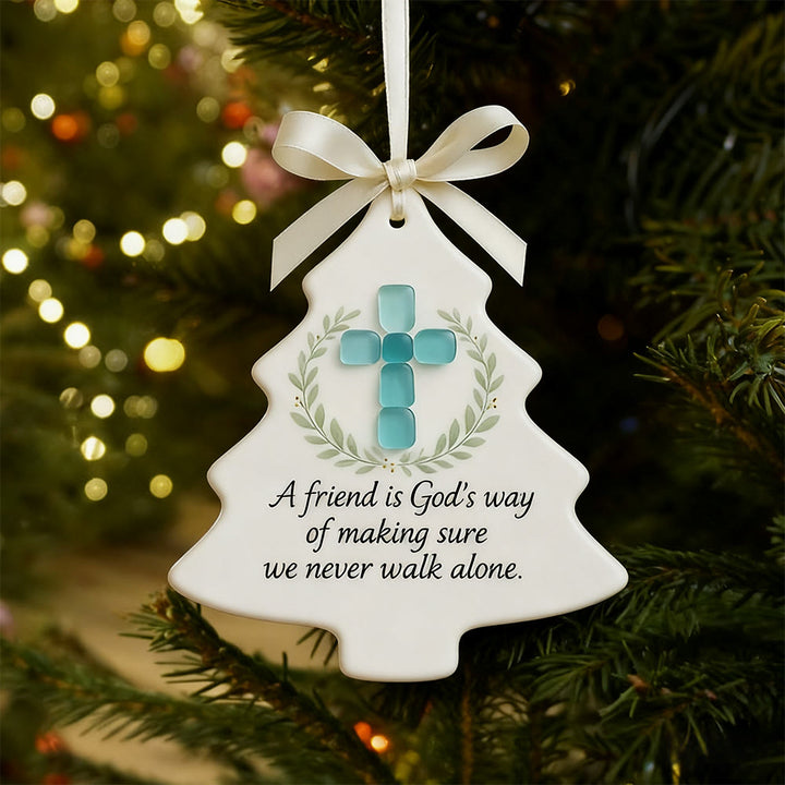 Christianartworkshop Ornamento 2D a forma di albero: croce e messaggio divino per l'esposizione natalizia - image 3