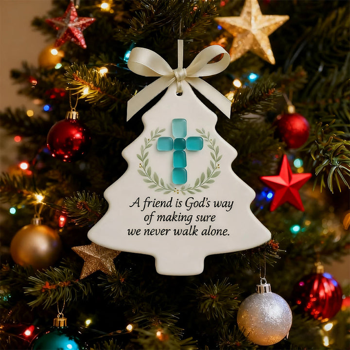 Christianartworkshop Ornamento 2D a forma di albero: croce e messaggio divino per l'esposizione natalizia - image 5