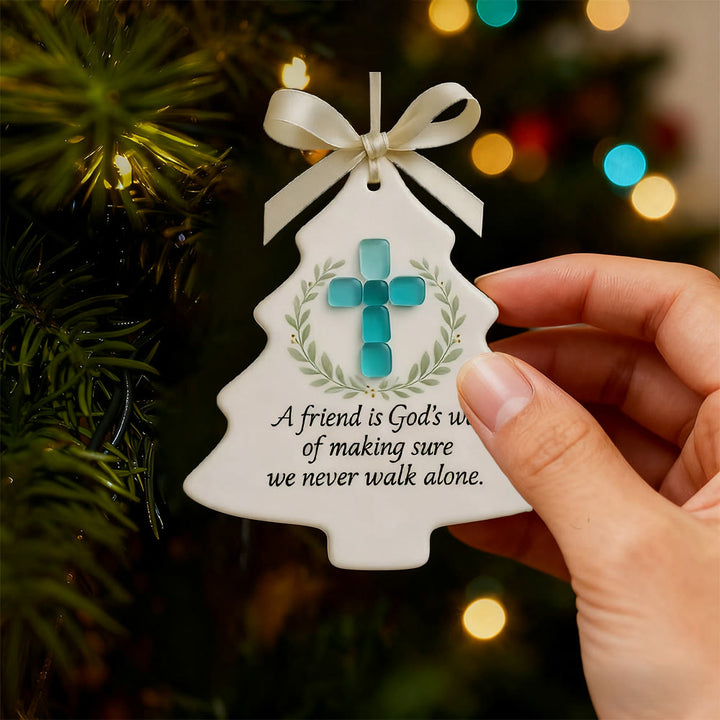 Christianartworkshop Ornamento 2D a forma di albero: croce e messaggio divino per l'esposizione natalizia - image 1