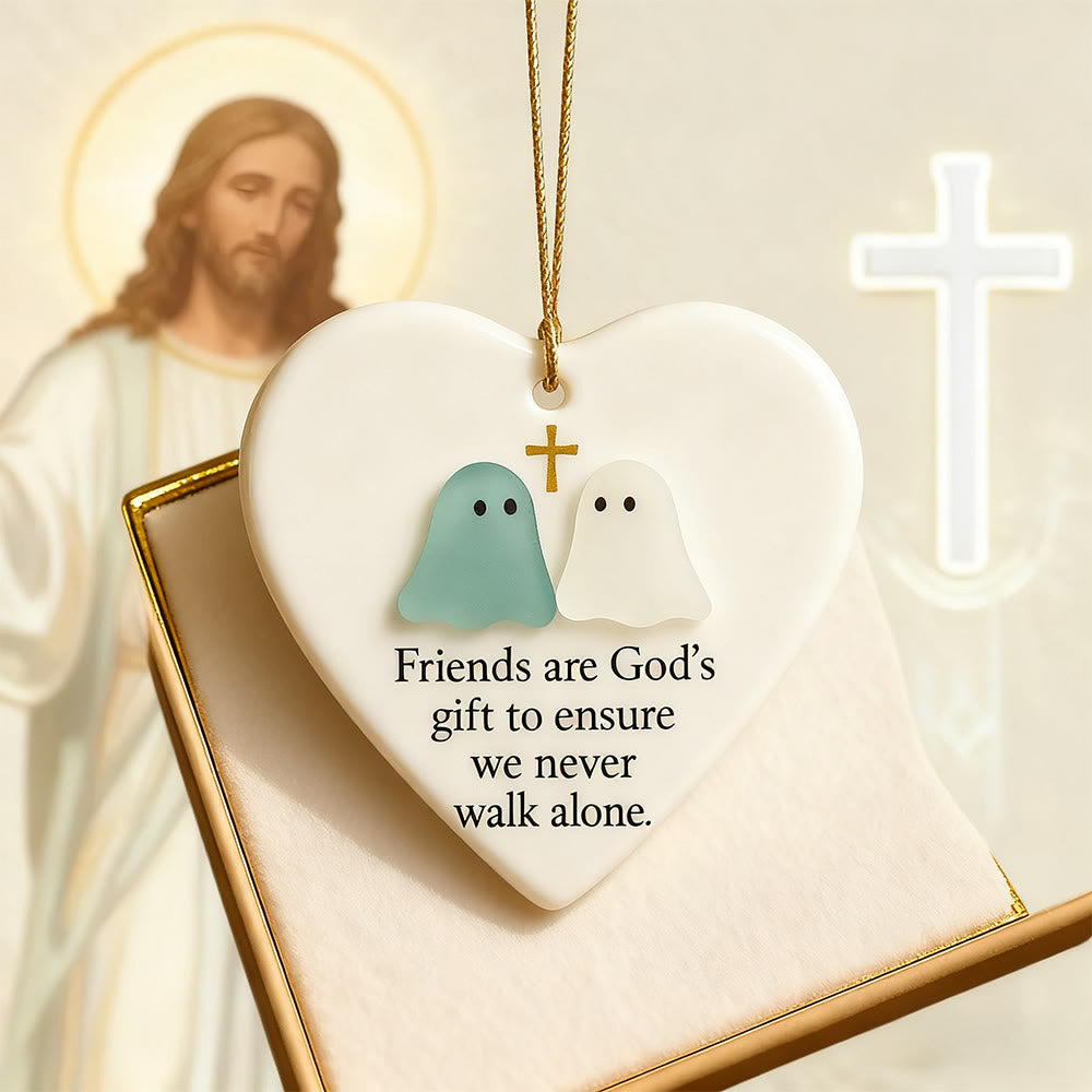 Christianartworkshop 2D Ghost & Cross Ornament: Forma di cuore e messaggio divino per Natale - image 5