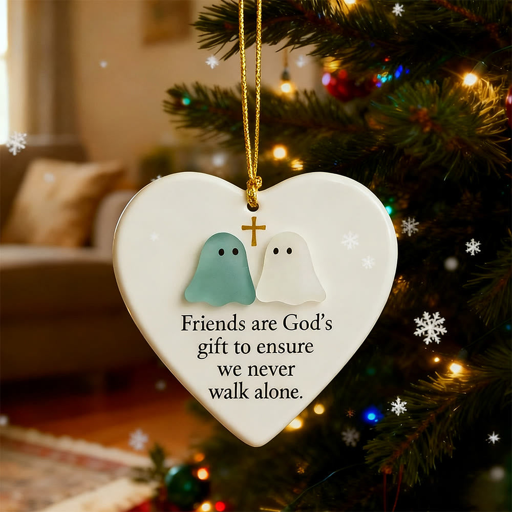 Christianartworkshop 2D Ghost & Cross Ornament: Forma di cuore e messaggio divino per Natale - image 3