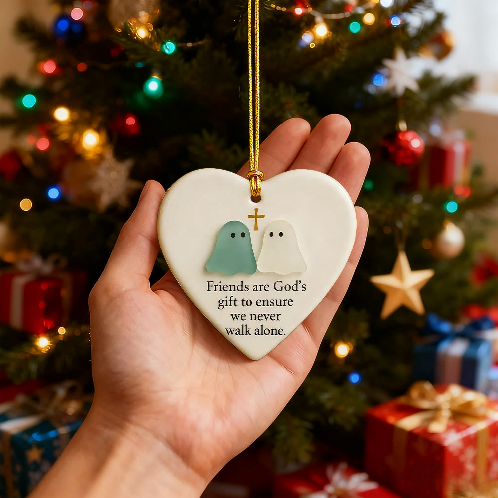 Christianartworkshop 2D Ghost & Cross Ornament: Forma di cuore e messaggio divino per Natale - image 1