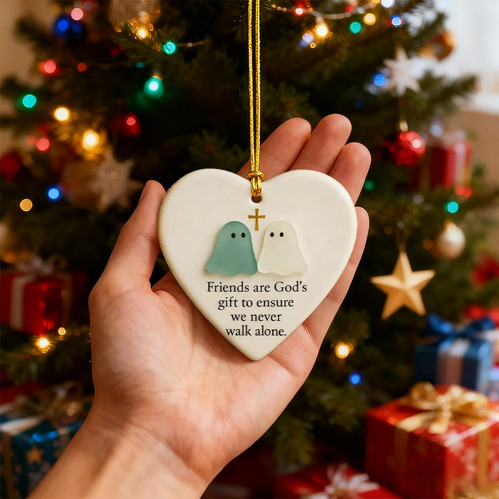 Christianartworkshop 2D Ghost & Cross Ornament: Forma di cuore e messaggio divino per Natale - image 1