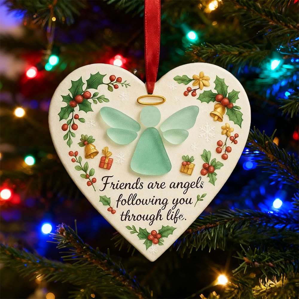 Christianartworkshop Decorazione natalizia 2D della fede: simbolo dell'angelo e frase di amicizia per la gioia delle feste - image 3