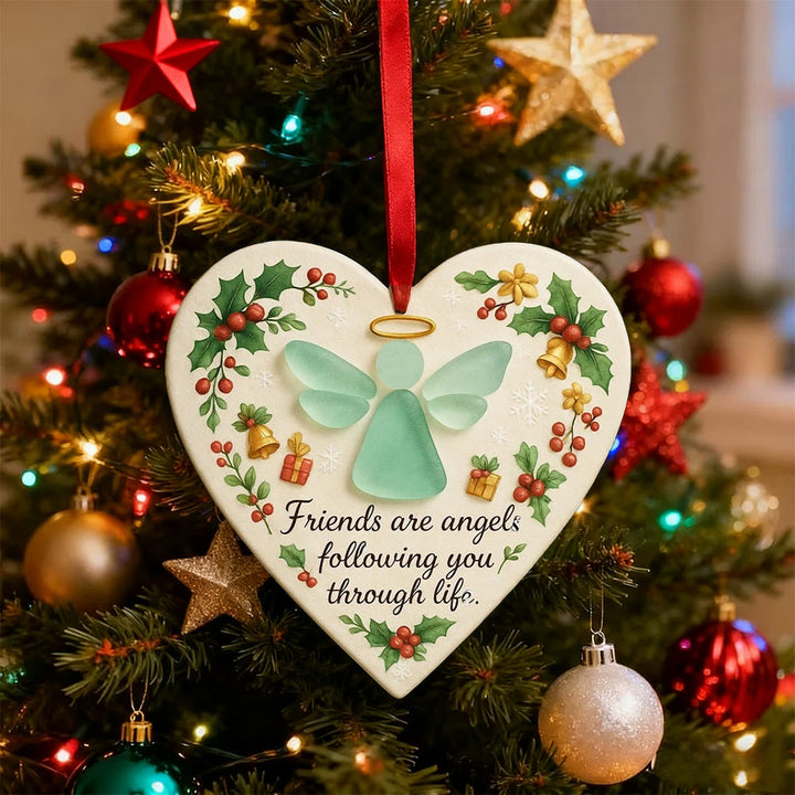 Christianartworkshop Decorazione natalizia 2D della fede: simbolo dell'angelo e frase di amicizia per la gioia delle feste - image 4