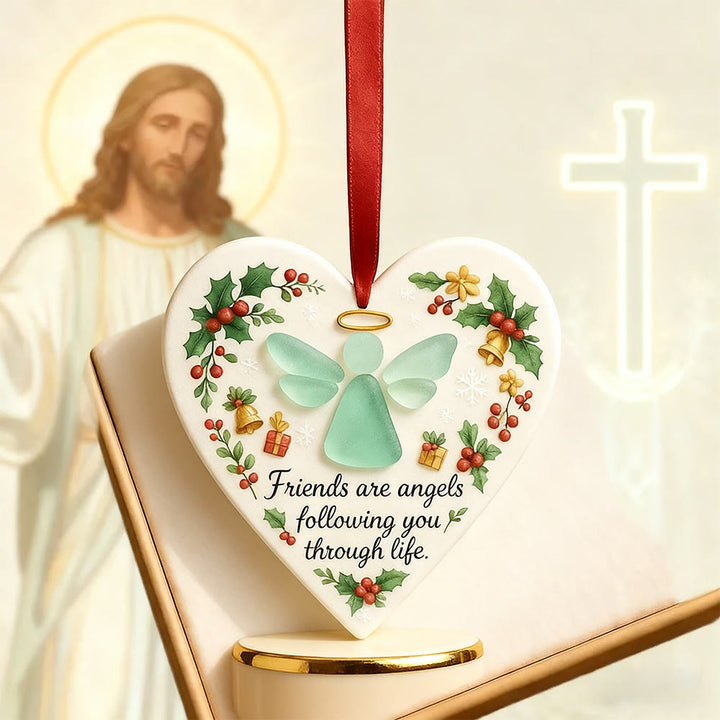 Christianartworkshop Decorazione natalizia 2D della fede: simbolo dell'angelo e frase di amicizia per la gioia delle feste - image 5