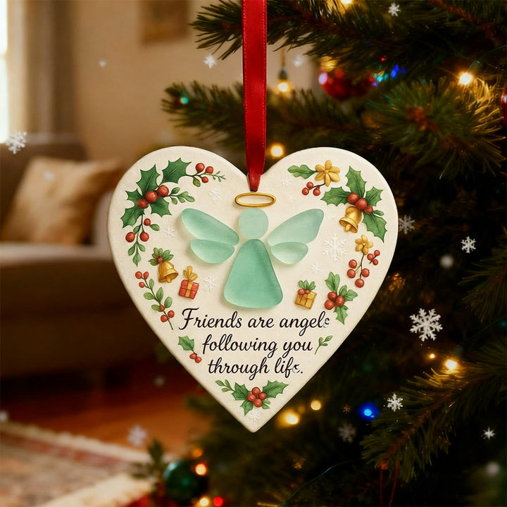 Christianartworkshop Decorazione natalizia 2D della fede: simbolo dell'angelo e frase di amicizia per la gioia delle feste - image 2