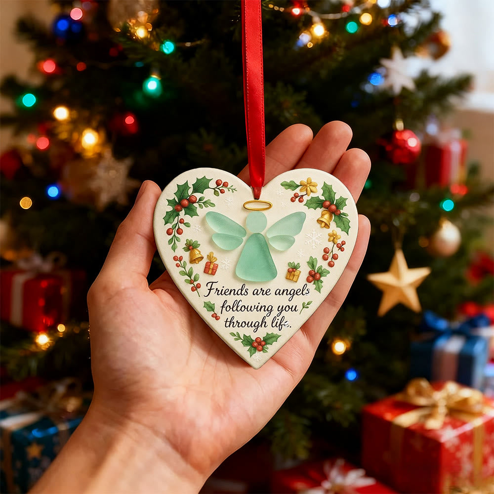 Christianartworkshop Decorazione natalizia 2D della fede: simbolo dell'angelo e frase di amicizia per la gioia delle feste - image 1