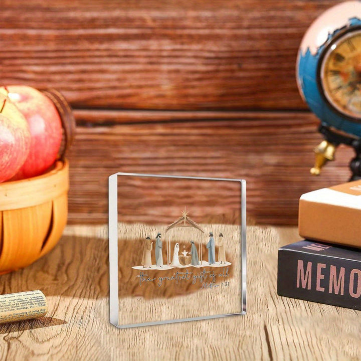 Christianartworkshop - Ornamento trasparente in acrilico con il più grande regalo: Natività e Scrittura per la decorazione della scrivania - image 4