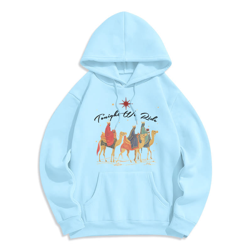 Christianartworkshop Felpa con cappuccio in poliestere foderata in pile Tonight We Ride Christmas Wise Men - Blu - 2XL - image 0