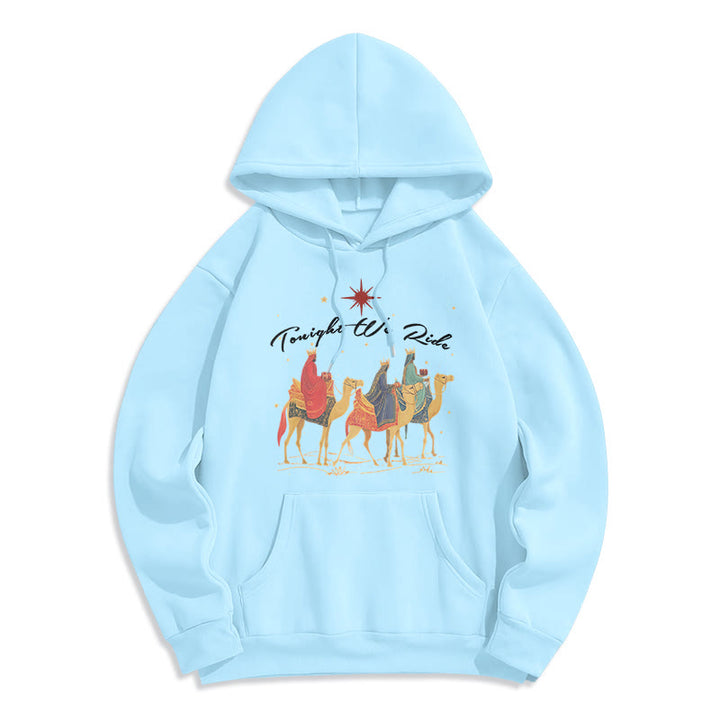 Christianartworkshop Felpa con cappuccio in poliestere foderata in pile Tonight We Ride Christmas Wise Men - Blu - 2XL - image 0