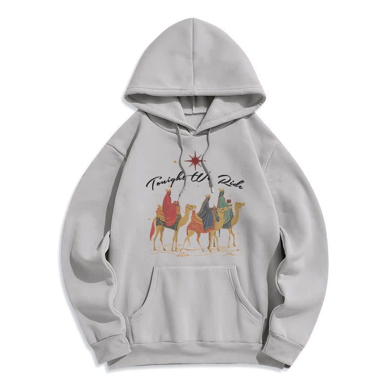 Christianartworkshop Felpa con cappuccio in poliestere foderata in pile Tonight We Ride Christmas Wise Men - Grigio - 2XL - image 3