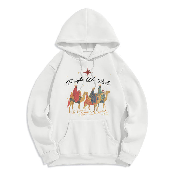 Christianartworkshop Felpa con cappuccio in poliestere foderata in pile Tonight We Ride Christmas Wise Men - Bianco - 2XL - image 4
