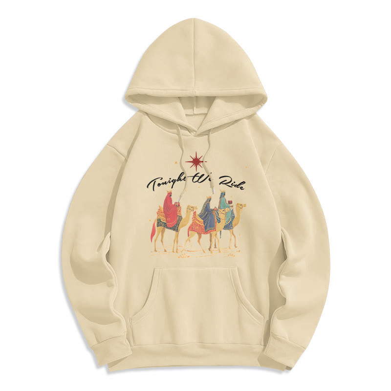 Christianartworkshop Felpa con cappuccio in poliestere foderata in pile Tonight We Ride Christmas Wise Men - Beige - 2XL - image 2