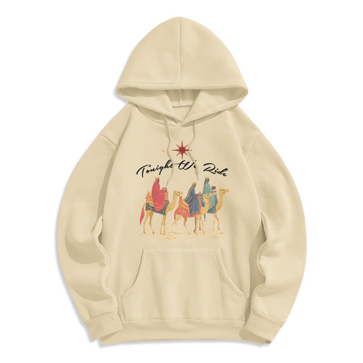 Christianartworkshop Felpa con cappuccio in poliestere foderata in pile Tonight We Ride Christmas Wise Men - Beige - 2XL - image 2