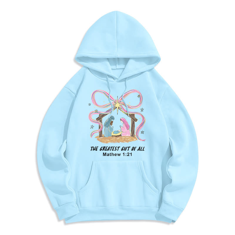 Christianartworkshop Il più grande regalo di Natale Felpa con cappuccio in poliestere foderata in pile - Blu - 2XL - image 3