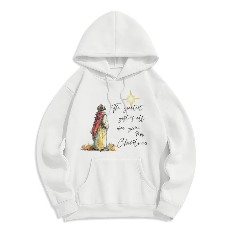 Felpa con cappuccio in poliestere foderata in pile a tema stella di Natale di Christianartworkshop - Bianco - 2XL - image 7