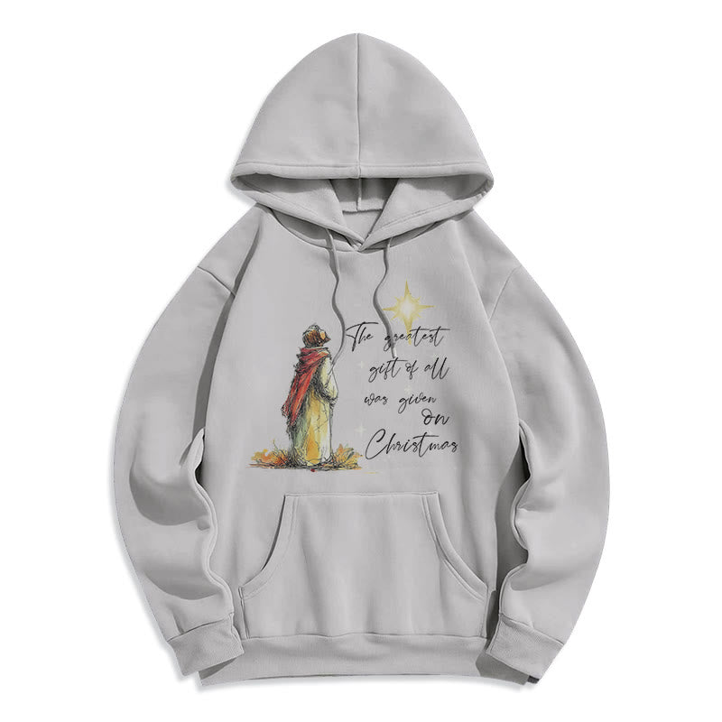 Felpa con cappuccio in poliestere foderata in pile a tema stella di Natale di Christianartworkshop - Grigio - 2XL - image 6