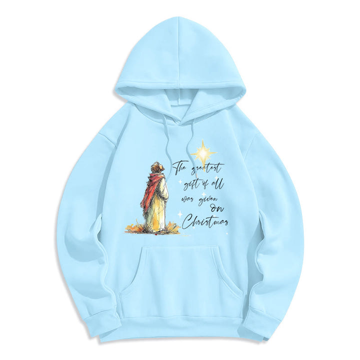 Felpa con cappuccio in poliestere foderata in pile a tema stella di Natale di Christianartworkshop - Blu - 2XL - image 4