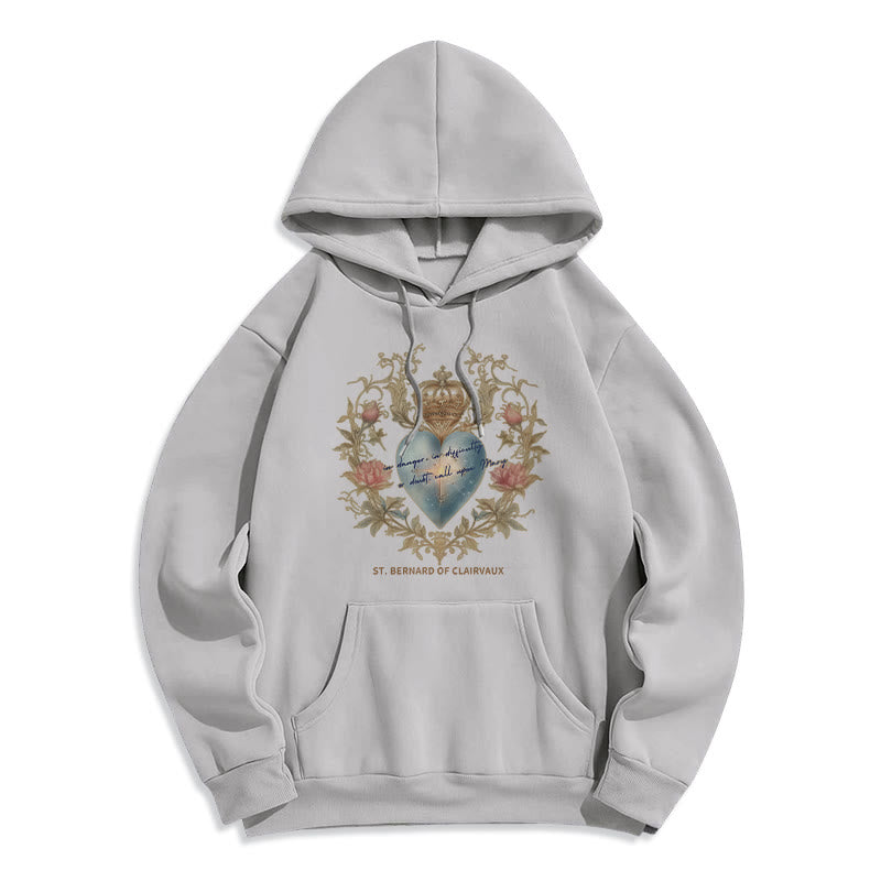 Christianartworkshop Felpa con cappuccio in poliestere foderata in pile con scritta Sacro Cuore e San Bernardo - Grigio - 2XL - image 0
