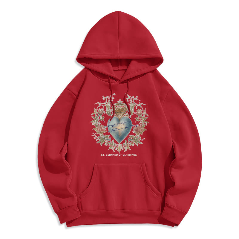 Christianartworkshop Felpa con cappuccio in poliestere foderata in pile con scritta Sacro Cuore e San Bernardo - Rosso - 2XL - image 6