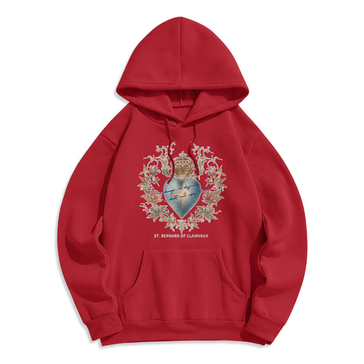 Christianartworkshop Felpa con cappuccio in poliestere foderata in pile con scritta Sacro Cuore e San Bernardo - Rosso - 2XL - image 6
