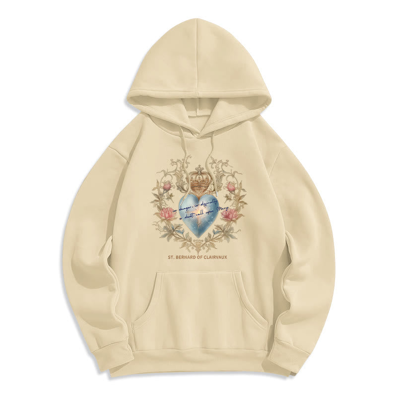 Christianartworkshop Felpa con cappuccio in poliestere foderata in pile con scritta Sacro Cuore e San Bernardo - Beige - 2XL - image 8