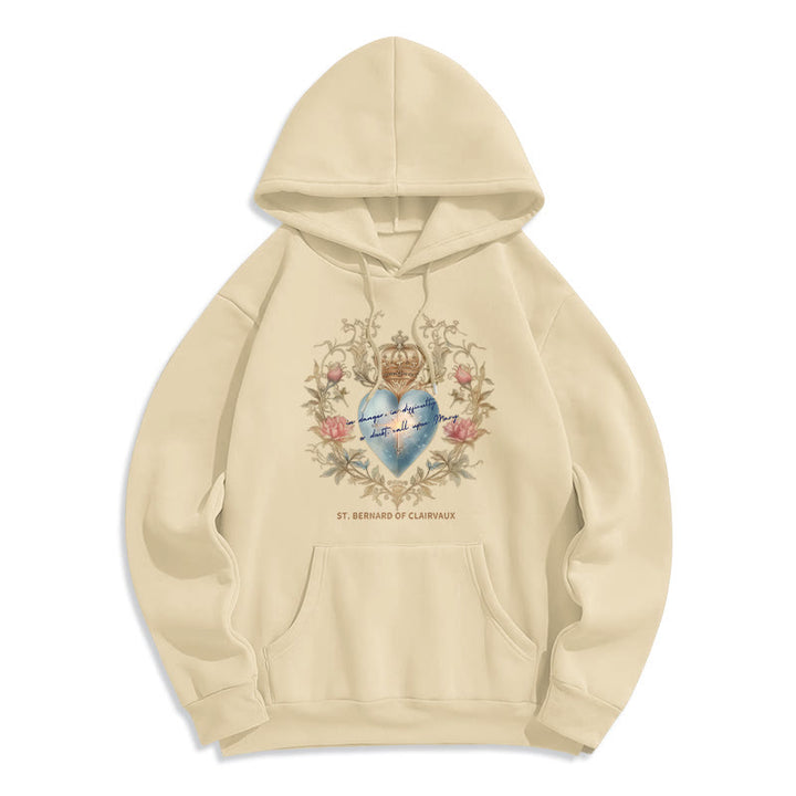 Christianartworkshop Felpa con cappuccio in poliestere foderata in pile con scritta Sacro Cuore e San Bernardo - Beige - 2XL - image 8
