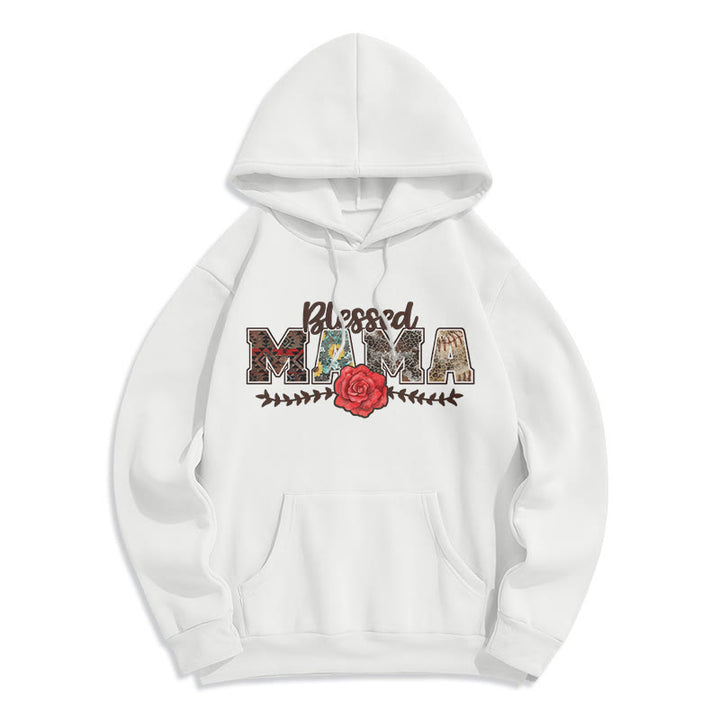Christianartworkshop Felpa con cappuccio in poliestere foderata in pile con grafica Blessed Mama & Rose - Bianco - 2XL - image 3