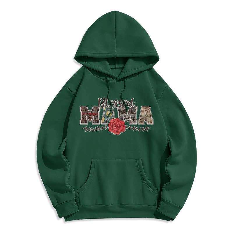 Christianartworkshop Felpa con cappuccio in poliestere foderata in pile con grafica Blessed Mama & Rose - Verde - 2XL - image 6
