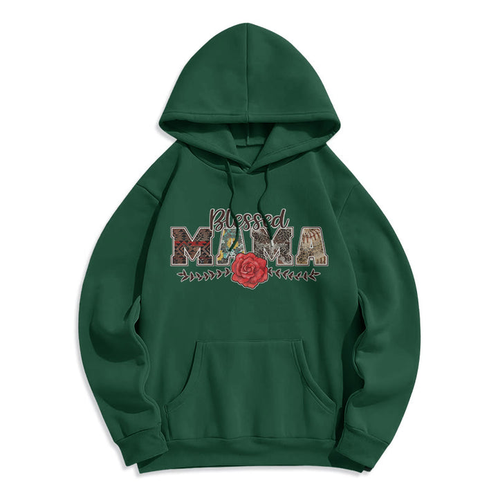 Christianartworkshop Felpa con cappuccio in poliestere foderata in pile con grafica Blessed Mama & Rose - Verde - 2XL - image 6