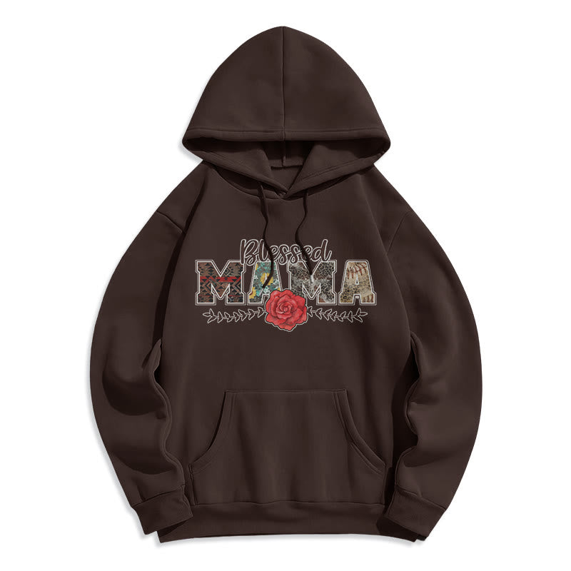 Christianartworkshop Felpa con cappuccio in poliestere foderata in pile con grafica Blessed Mama & Rose - Marrone - 2XL - image 4