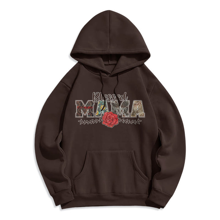 Christianartworkshop Felpa con cappuccio in poliestere foderata in pile con grafica Blessed Mama & Rose - Marrone - 2XL - image 4