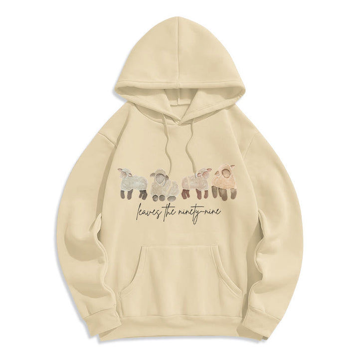 Christianartworkshop Felpa con cappuccio in poliestere foderata in pile con frase "Pecore e Pastore" - Beige - 2XL - image 2