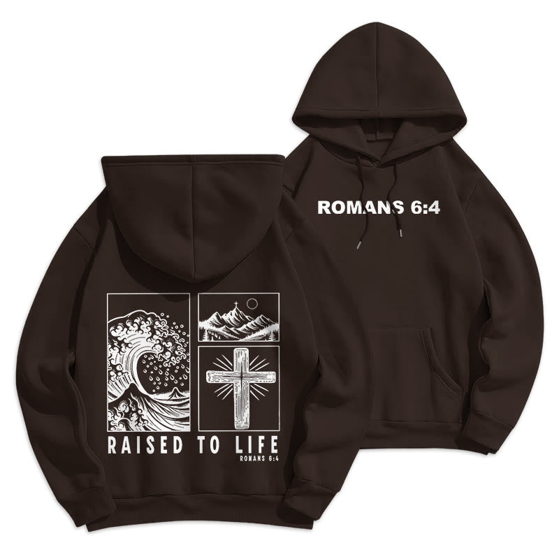 Christianartworkshop Romani 6:4 Felpa con cappuccio in poliestere foderata in pile e risuscitata alla vita - Marrone - 2XL - image 0