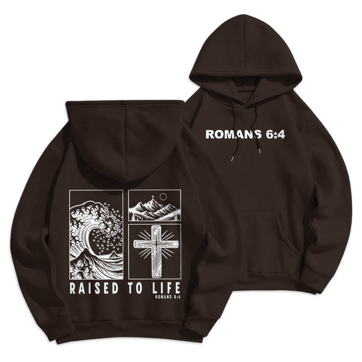 Christianartworkshop Romani 6:4 Felpa con cappuccio in poliestere foderata in pile e risuscitata alla vita - Marrone - 2XL - image 0