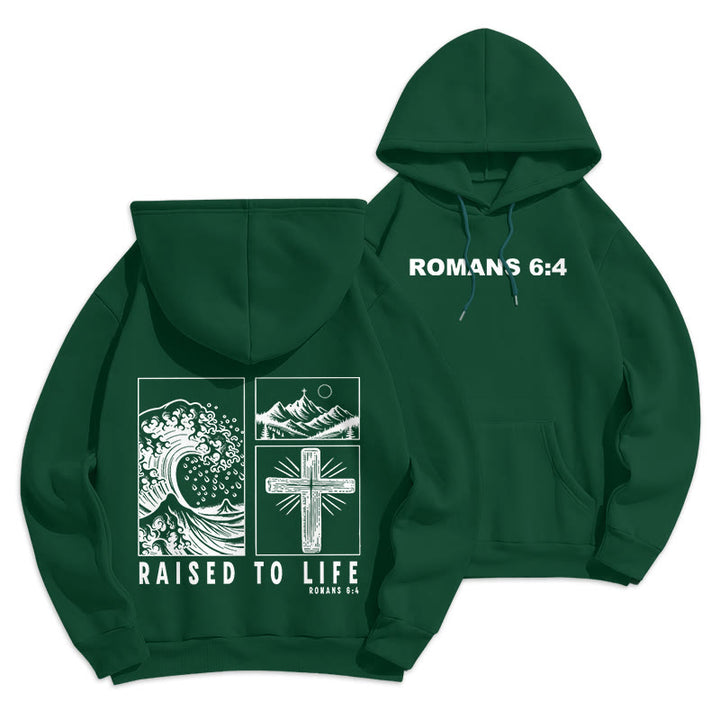 Christianartworkshop Romani 6:4 Felpa con cappuccio in poliestere foderata in pile e risuscitata alla vita - Verde - 2XL - image 6